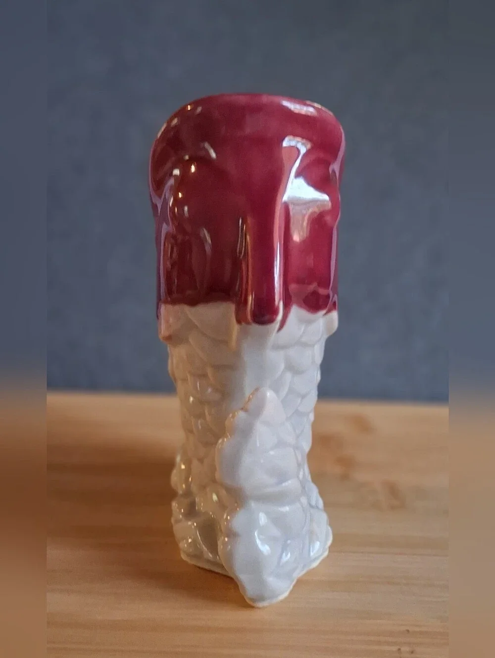 Vintage Shawnee Fish Vase Maroon and Gray 5